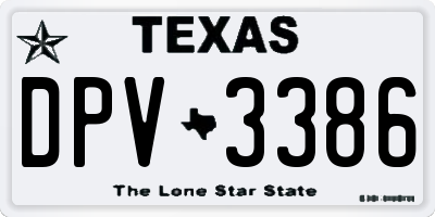 TX license plate DPV3386