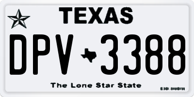 TX license plate DPV3388