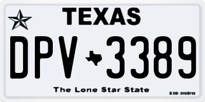 TX license plate DPV3389