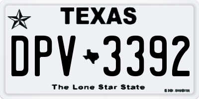 TX license plate DPV3392