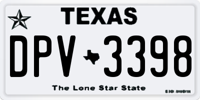 TX license plate DPV3398