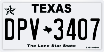 TX license plate DPV3407