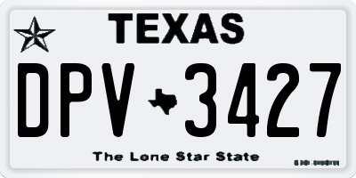 TX license plate DPV3427