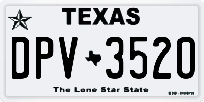 TX license plate DPV3520