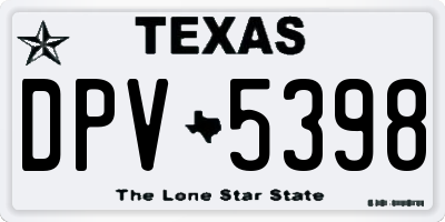 TX license plate DPV5398