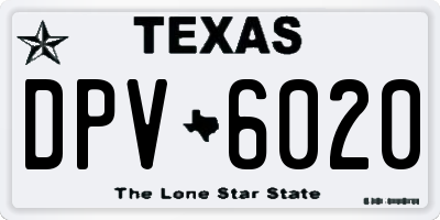 TX license plate DPV6020