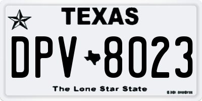 TX license plate DPV8023