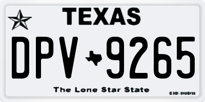 TX license plate DPV9265