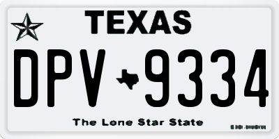 TX license plate DPV9334