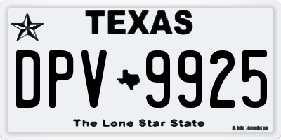 TX license plate DPV9925