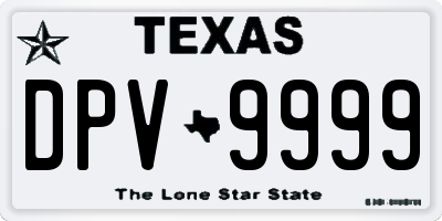 TX license plate DPV9999