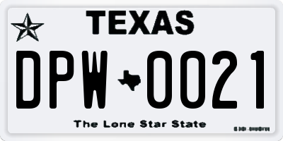 TX license plate DPW0021