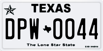 TX license plate DPW0044