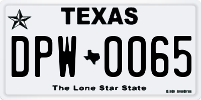 TX license plate DPW0065