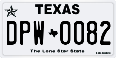 TX license plate DPW0082