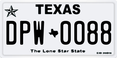 TX license plate DPW0088