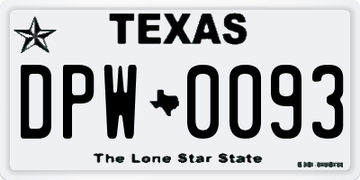 TX license plate DPW0093