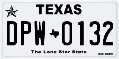 TX license plate DPW0132