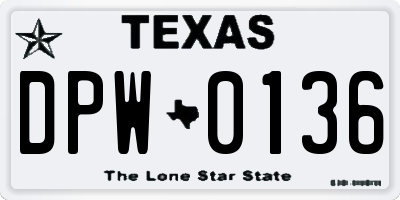 TX license plate DPW0136