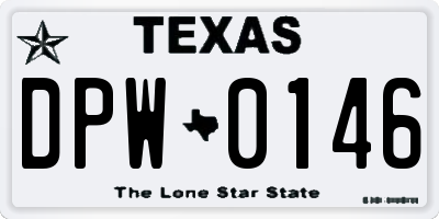 TX license plate DPW0146