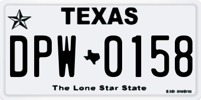 TX license plate DPW0158