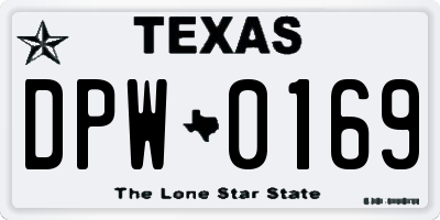 TX license plate DPW0169