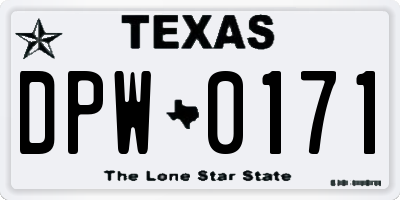 TX license plate DPW0171