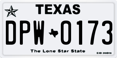 TX license plate DPW0173