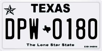 TX license plate DPW0180