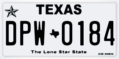 TX license plate DPW0184