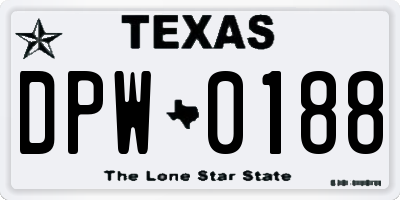 TX license plate DPW0188