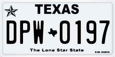 TX license plate DPW0197