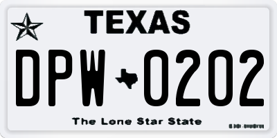 TX license plate DPW0202