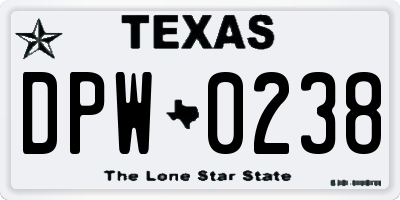 TX license plate DPW0238