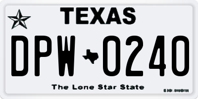 TX license plate DPW0240