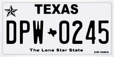 TX license plate DPW0245