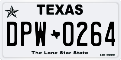 TX license plate DPW0264