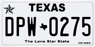 TX license plate DPW0275