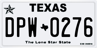 TX license plate DPW0276