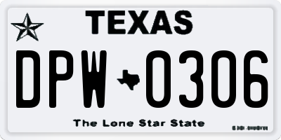 TX license plate DPW0306