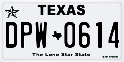 TX license plate DPW0614