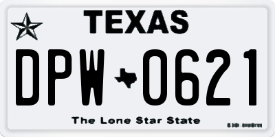 TX license plate DPW0621