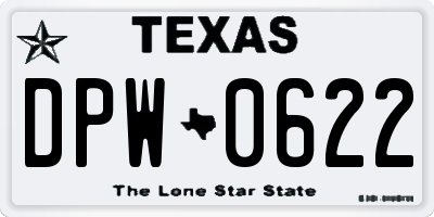 TX license plate DPW0622