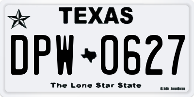 TX license plate DPW0627