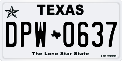 TX license plate DPW0637