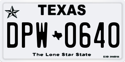 TX license plate DPW0640