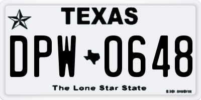 TX license plate DPW0648