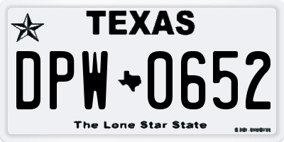 TX license plate DPW0652