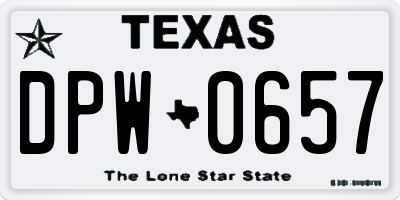 TX license plate DPW0657