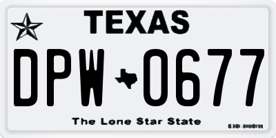 TX license plate DPW0677